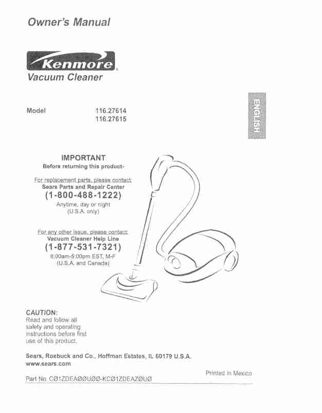 Kenmore Vacuum Cleaner 116_27614-page_pdf